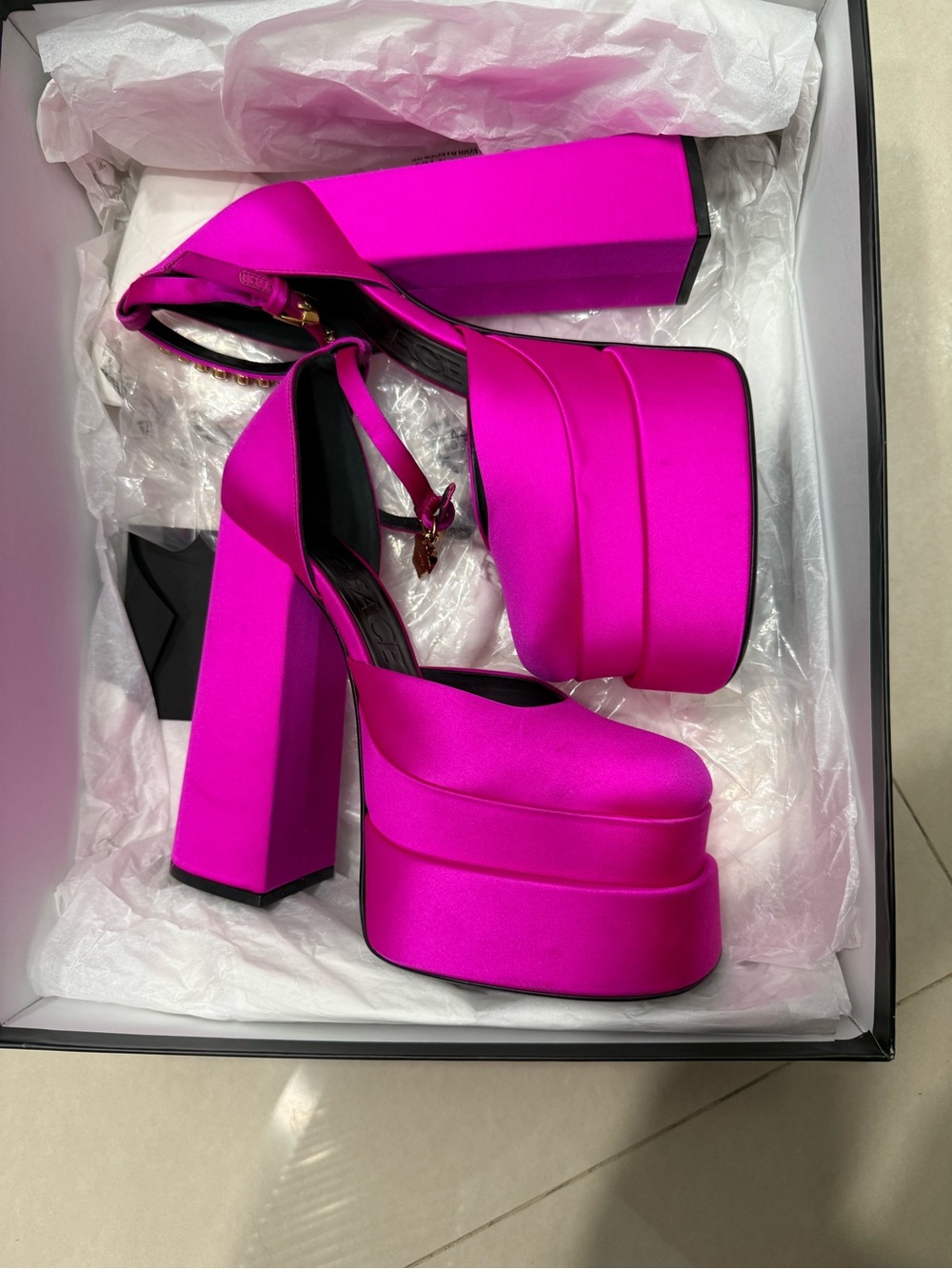 Platform Block Heel Sandals in Hot Pink